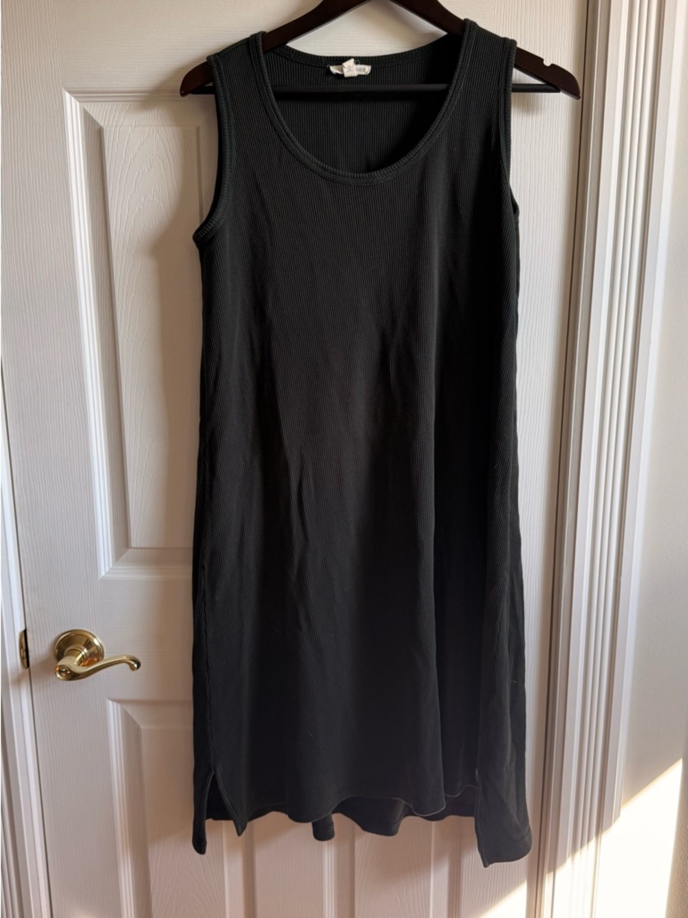 Eileen Fisher Green Ribbed Knit Tank Dress